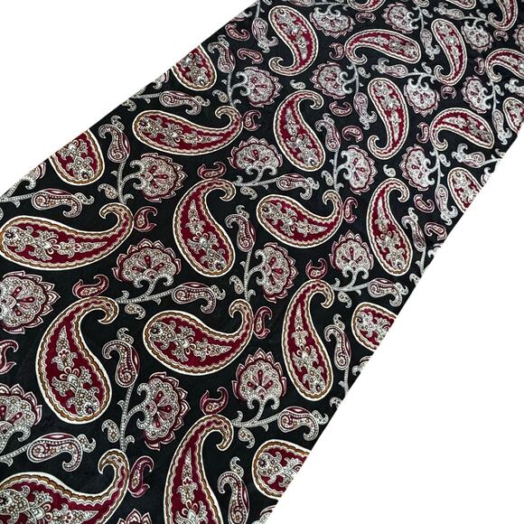 ECHO for Club 7 silk scarf long rectangle vintage 90’s black red gold paisley - Picture 4 of 8